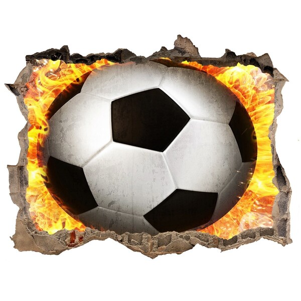 Sticker mural effet trou Football en feu