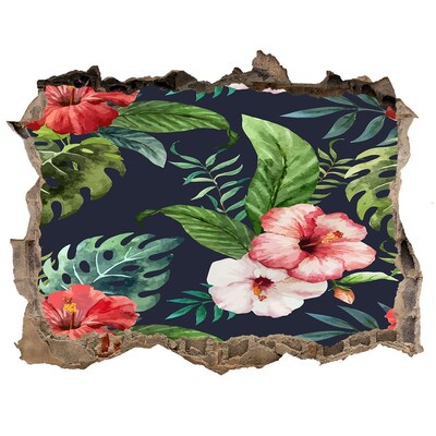 Sticker trou dans le mur jardin tropical caché