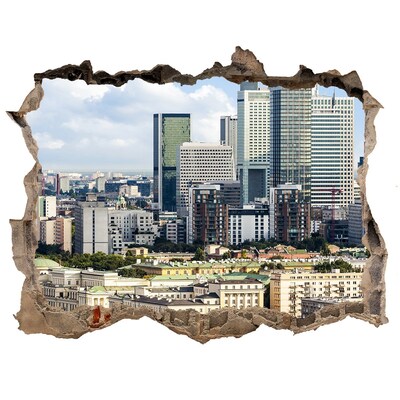 Autocollant à effet 3d trou Vue de la ville moderne