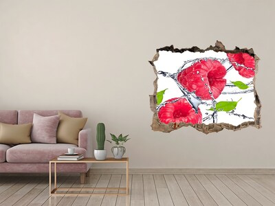 Sticker trou dans le mur Cascade de framboises