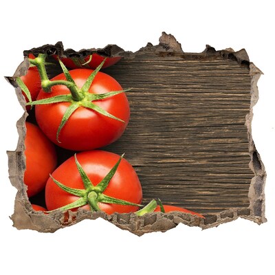 Sticker mural effet trou Tomates sur bois pierre