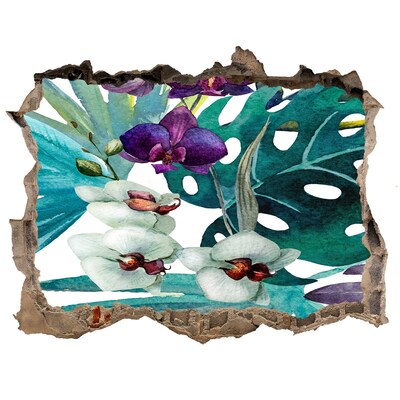 Autocollant mural trou Beaux fleurs tropicales pierre