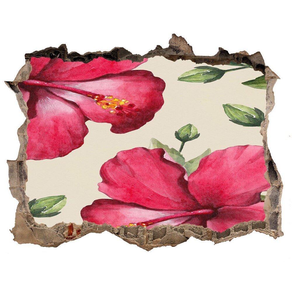 Autocollant mural trou Hibiscus rose pierre