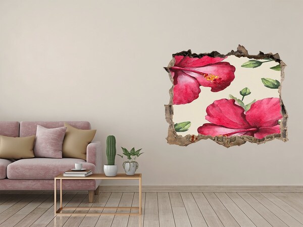 Autocollant mural trou Hibiscus rose pierre