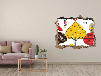 Autocollant mural trou Des arbres colorés dans un trou dans le mur