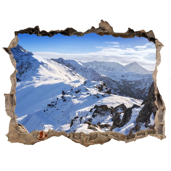 Sticker mural effet trou Paysage de montagne en hiver