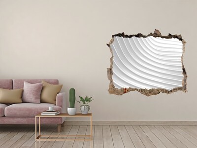 Autocollant à effet 3d trou Un mur brisé offrant une vue sur des lignes ondulées