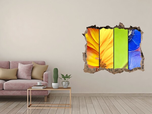 Autocollant à effet 3d trou Le monde floral derrière le mur
