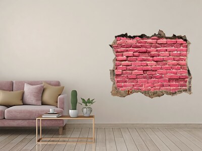 Sticker mural effet trou Mur de briques roses pierre