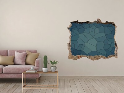 Sticker mural effet trou Abtraction bleu fond 3D pierre