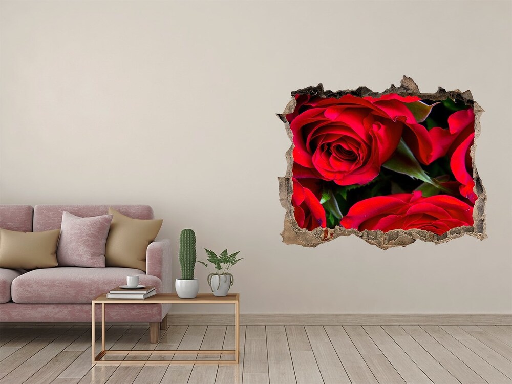 Autocollant mural trou Roses rouges pierre