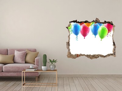 Sticker mural effet trou Ballons dans un trou dans le mur
