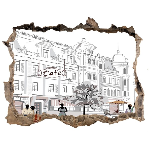 Sticker trou dans le mur Café de style européen