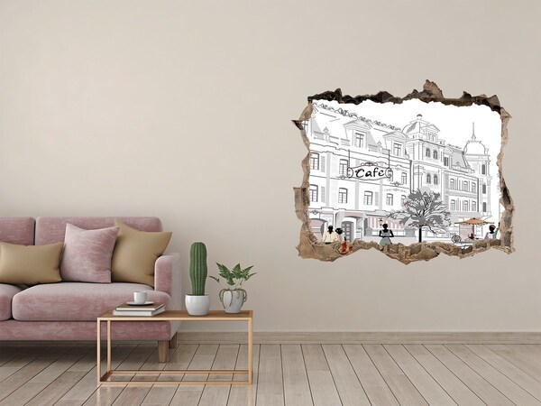 Sticker trou dans le mur Café de style européen
