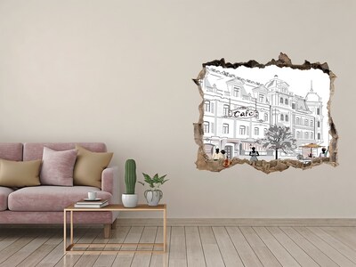 Sticker trou dans le mur Café de style européen