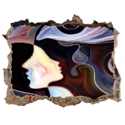 Sticker trou dans le mur Des visages dans le chaos des couleurs