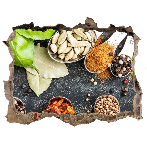 Autocollant mural trou Épices de cuisine dans un petit magasin caché dans le mur