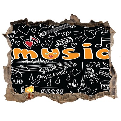 Sticker trou dans le mur Le monde musical derrière le mur