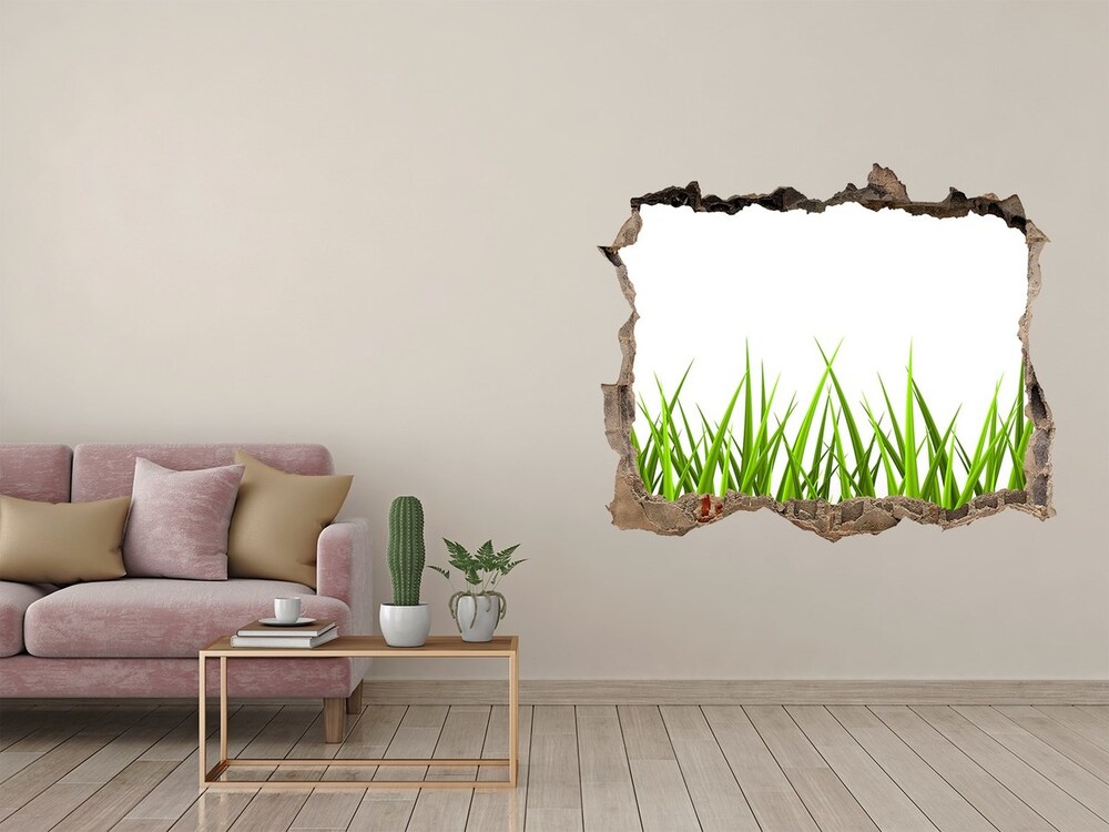 Sticker mural effet trou Herbe pierre