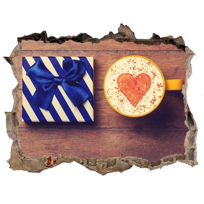 Sticker trou dans le mur Cadeau de café avec du cœur