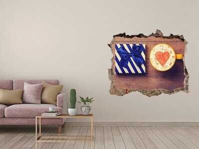 Sticker trou dans le mur Cadeau de café avec du cœur