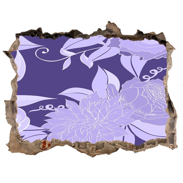 Sticker trou dans le mur Motif floral sur fond violet