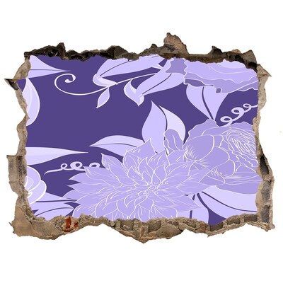 Sticker trou dans le mur Motif floral sur fond violet