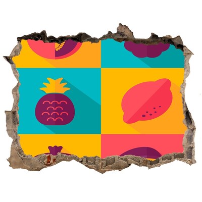 Autocollant mural trou Fresque de fruits dans un trou dans le mur