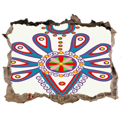 Sticker mural effet trou Un motif coloré sur fond de mur abîmé