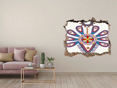 Sticker mural effet trou Un motif coloré sur fond de mur abîmé