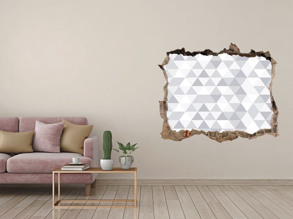 Sticker trou dans le mur Triangles gris pierre