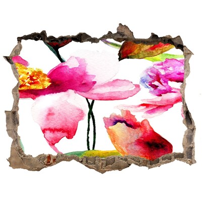 Sticker mural effet trou Jardin fleuri derrière le mur