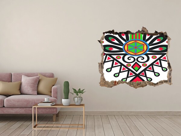 Sticker trou dans le mur Motifs folkloriques colorés