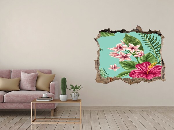 Autocollant à effet 3d trou Fleurs hawaïennes tropicales pierre