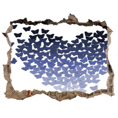 Sticker mural effet trou Papillons dans les profondeurs bleues