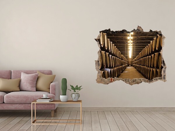 Sticker trou dans le mur Intérieur d'un chai avec des barriques