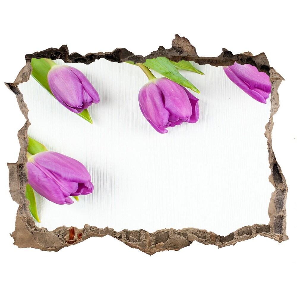 Autocollant à effet 3d trou Tulipes violettes pierre