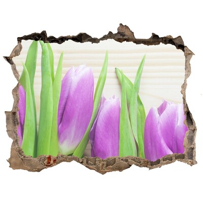 Sticker trou dans le mur Tulipes violettes pierre