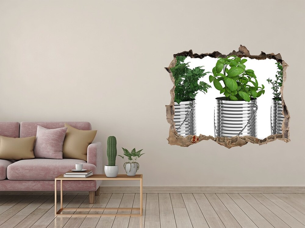 Autocollant à effet 3d trou Plantes aromatiques pierre