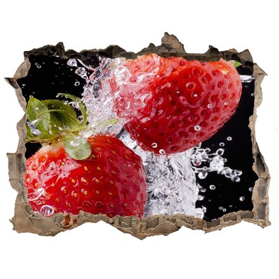 Autocollant mural trou Fraises et eau pierre