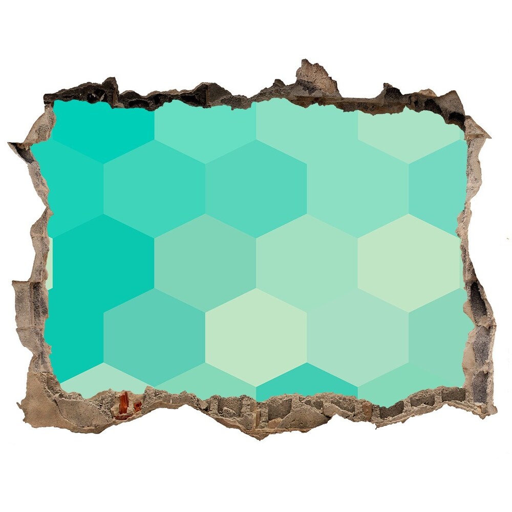 Sticker trou dans le mur Fond géométrique hexagones aux nuances de bleu pierre