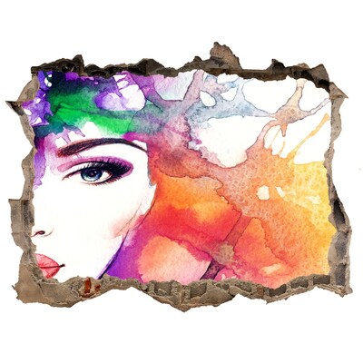 Sticker mural effet trou Portrait dans l'eau colorée