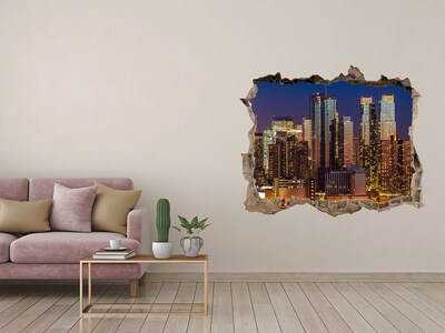 Sticker mural effet trou Manhattan la nuit New York pierre