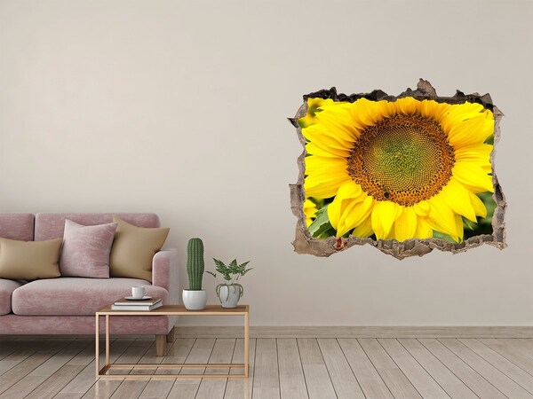 Sticker mural effet trou Champ de tournesol pierre