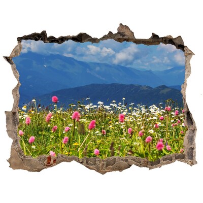 Autocollant à effet 3d trou paysage de montagne floral