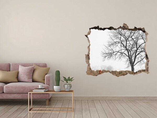 Autocollant à effet 3d trou Arbre d'hiver pierre