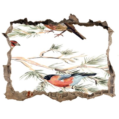 Autocollant mural trou Oiseaux forestiers des plantes pierre