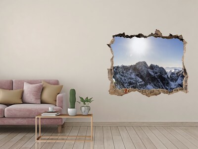 Sticker mural effet trou Paysage de montagne avec des rayons de soleil