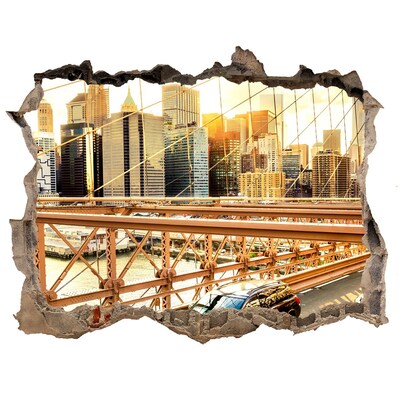 Autocollant mural trou Le pont de Brooklyn au coucher du soleil