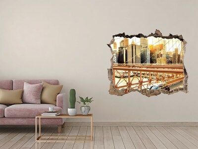 Autocollant mural trou Le pont de Brooklyn au coucher du soleil